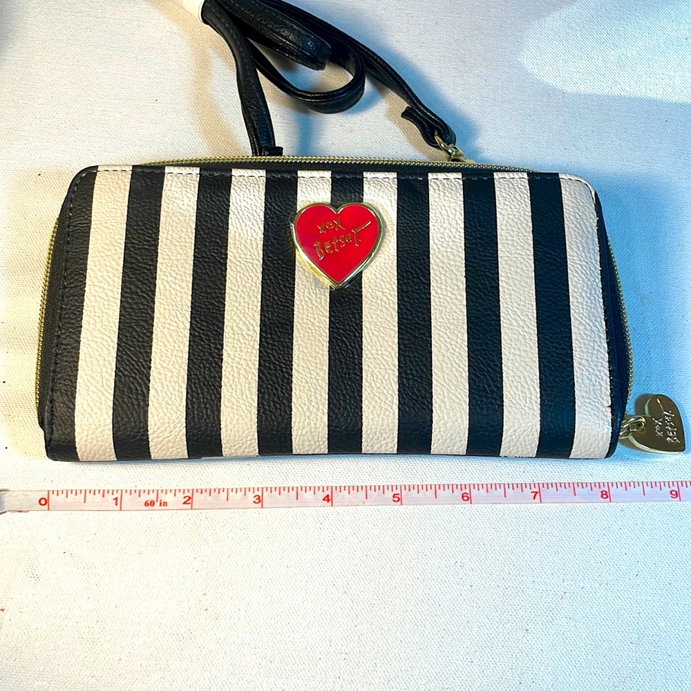 Betsey Johnson Black and White Striped Wallet
